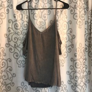 American Eagle Cold shoulder Lettuce hem Top